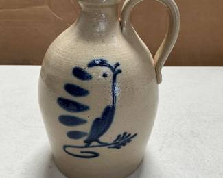 Lot 4090: Salt Glazed Stoneware Jug, Cobalt Blue Bird on Branch