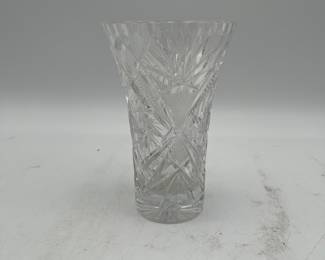 Lot 2650: Hand-Cut Crystal Pinwheel Star Flared Trumpet Vase