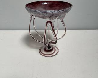 Lot 10036: Attributed to Jozefina Krosno Jellyfish Pedestal Bowl