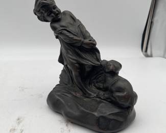 Lot 2735: Bronze-Tone Figure of a Kneeling Child with a Lamb