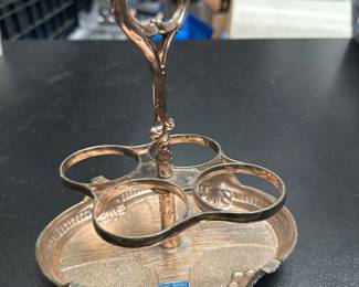 Lot 00259: Japanese Silverplate 4-Bottle Condiment Caddy Stand