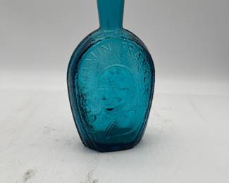 Lot 2716: Wheaton Millville Benjamin Franklin Blue Glass Flask