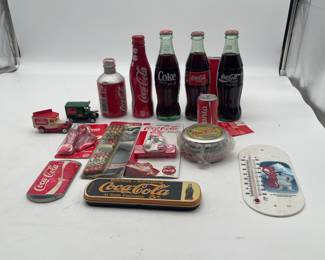 Lot 2672: Coca-Cola Collectibles Lot - Bottles, Tins, Magnets, Trucks