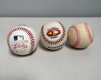 Lot 10095: Three Baseballs incl. Signed MLB Ball and Easton Training