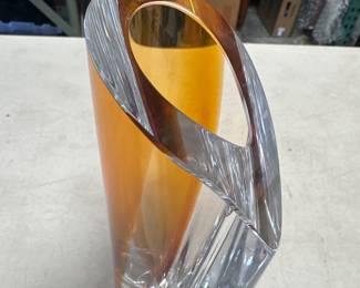 Lot 225: Kosta Boda Mirage Amber Cased Art Glass Vase - Attributed