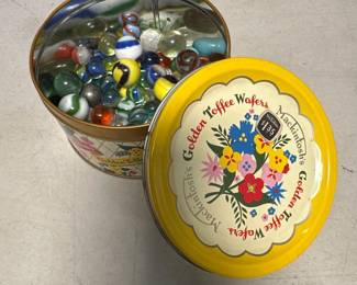 Lot 206: Vintage Marbles in Mackintosh's Toffee Wafers Tin