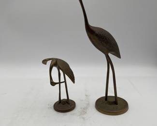 Lot 2717: Pair Mid-Century Brass Crane Heron Bird Figurines