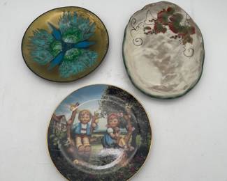 Lot 2664: 3 Plates: Danbury Mint Hummel, Enamel Copper & Pottery