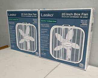Lot 9045: Pair of Lasko B20201 20 Inch Box Fans, New in Box