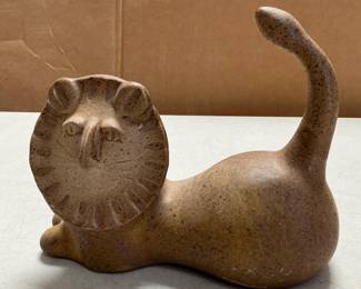 Lot 4091: Studio Pottery Stoneware Reclining Lion Figural Vase