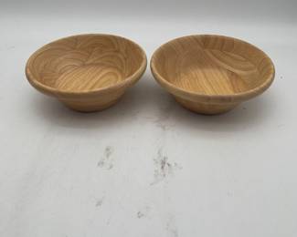 Lot 2668: Pair of Turned Blonde Hardwood Footed Serving Bowls