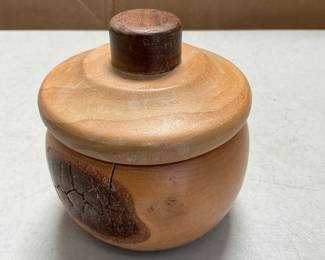 Lot 4094: Hand-Turned Wood Lidded Box with Bark Inclusion