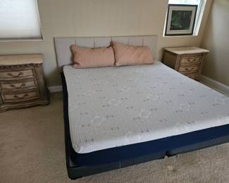 King size bed $300 if you buy the whole bedroom set with a long dresser and a mirror and two end tables $800 for everything