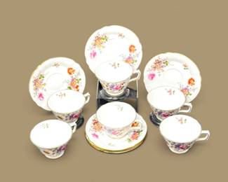 184 RoyalCrownDerbyDerbyPosiesBoneChinaTeacupsSaucers12Pcs