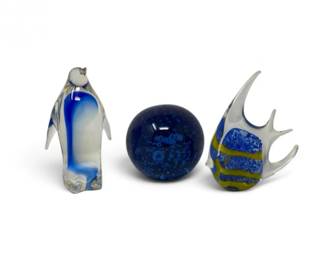 48 ArtGlassAnimalFiguresBubblePaperweight3Pieces