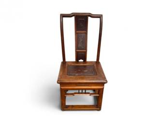 21 AntiqueCeremonialWoodChairwUnderSeatDrawerCompartment
