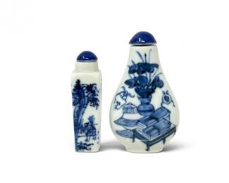 172 PairBlueWhiteDecoratedPorcelainSnuffBottles