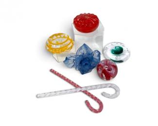 75 AssortedArtGlassPaperweightsGlassCandyCanes7Pcs