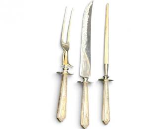 94 3PcSilverHandleCarvingServingUtensilSetStainlessBlade