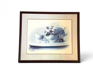 92 VintageVioletsStillLifeArtPrintinWoodFrame