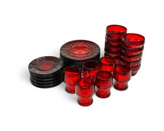 190 RubyRedPressedGlassDinnerwareTumblers40Pieces