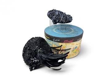 137 VintageGilbertOrcelHatBoxw2SequinedHatsOnefromFrance
