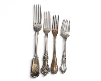 3 AntiqueEuropeanSterlingSilverForks4Pc2101g