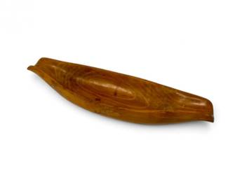 61 CarvedWoodElongatedServingBowl
