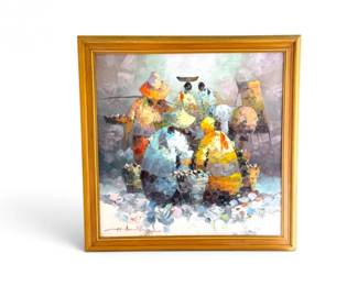 8 OriginalImpastoOilPaintingofMarketFiguresSignedBuenaventura