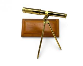 37 BrassSpyglassTelescopewTripodFittedWoodCase