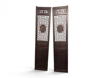 25 AntiqueHandCarvedWoodArchitecturalDoorPanelsPair