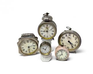 87 VintageMechanicalAlarmTravelClocks5Pcs