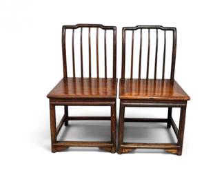 19 AntiqueWoodSpindleBackSideChairsPair