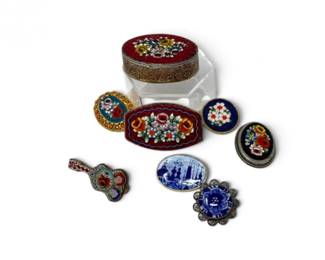 69 VintageMicroMosaicPinsTrinketBoxes8Pieces