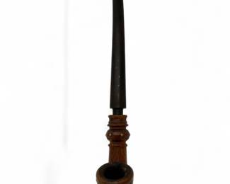 174 DecorativeCarvedWoodSmokingPipewMetalStudAccents