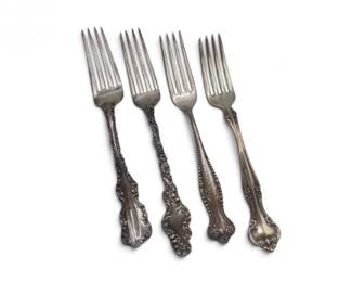 2 AntiqueOrnateSterlingSilverForks4Pc2178g