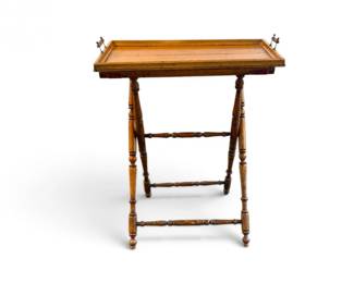 14 VintageWoodButlersTrayTablewFoldingStand