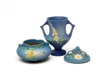 40 VintageRosevillePotteryFloralVasesCandleHolder3Pcs