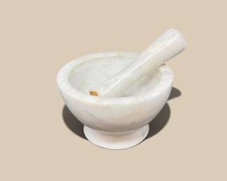 102 SolidWhiteMarbleMortarPestleSet