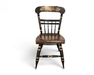 15 VintageEthanAllenHitchcockStyleStenciledWoodSideChair