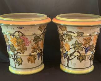 Pair of large glazed planters. 15” H x 15” D.