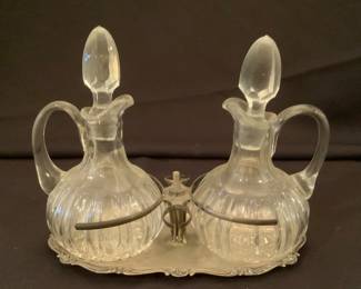 Glass and metal cruet set (AS-IS)