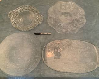 Large glass serving plates for entertaining.
