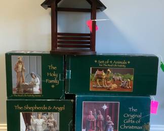 Entire Nativity set, including Manger. Selling as a set.