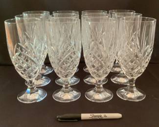 Twelve molded beverage glasses