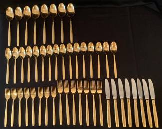 Partial mid-century vermeiled flatware (missing one dinner fork)