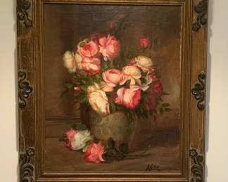Frame: 24”W x 28”H Canvas: 18” W x 22” H. O/C, signed “KCS.”