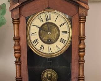Late 19th century American Victorian regulator mantel clock w/ key. Searching piece today, 8/28, for manufacturer’s name and winding to check working condition.