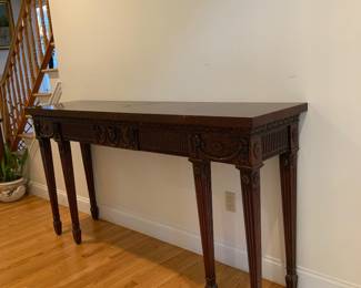As-Is hall table. Surface is marred, but can be repaired. 74” W x 17 1/4” D x 38” H