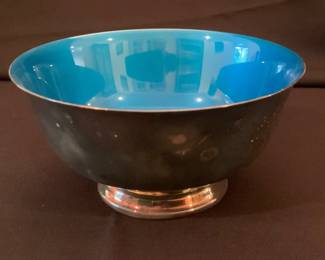 Reed & Barton “Revere” bowl with blue enamel lining